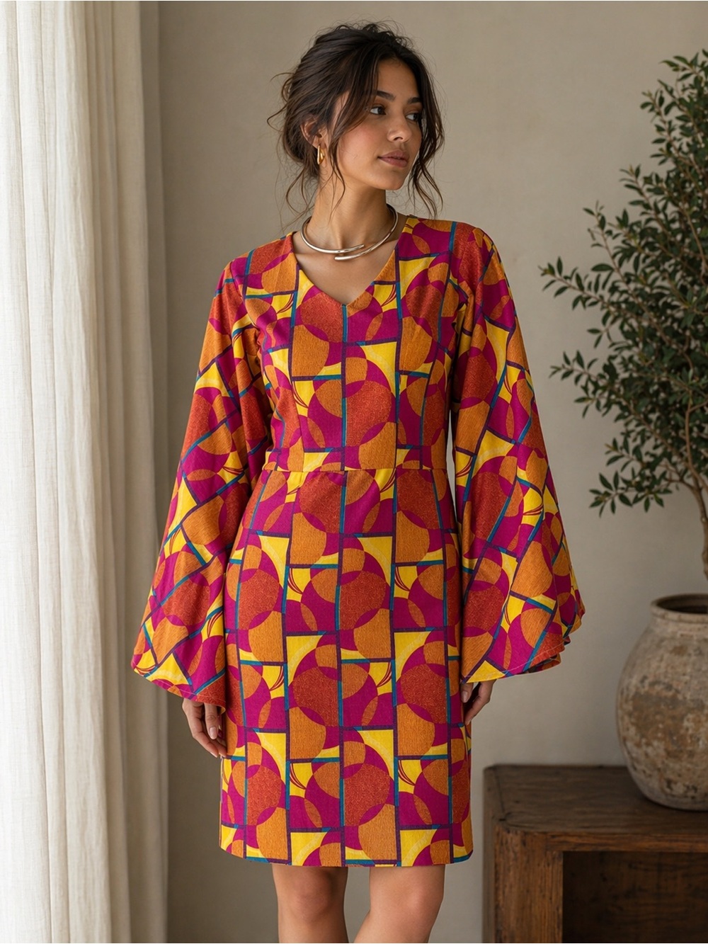 Vintage 60s   Colorful Long Sleeve Dress